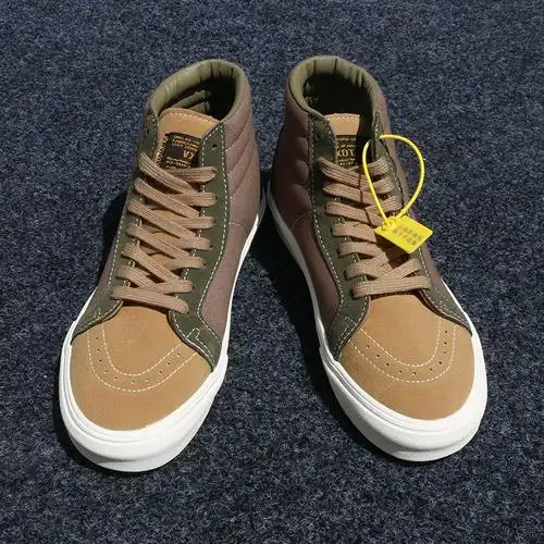 余文乐明星同款男很潮贼帅棕色高帮春季加绒帆布鞋不开胶板鞋