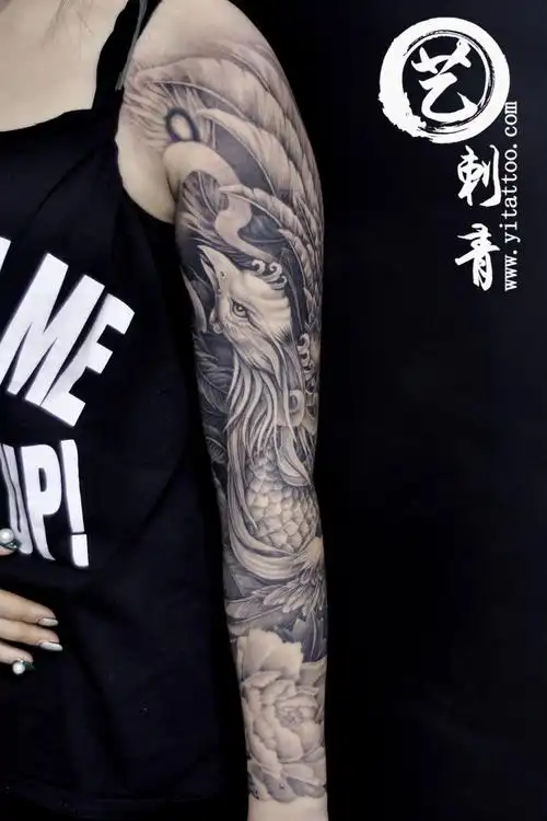 花臂纹身-凤凰纹身-美女纹身