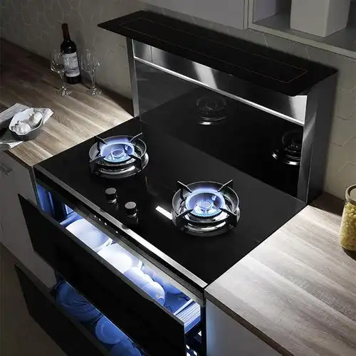 优盟uj214集成灶一体灶家用油烟机燃气灶消毒蒸烤箱下沉式集体灶