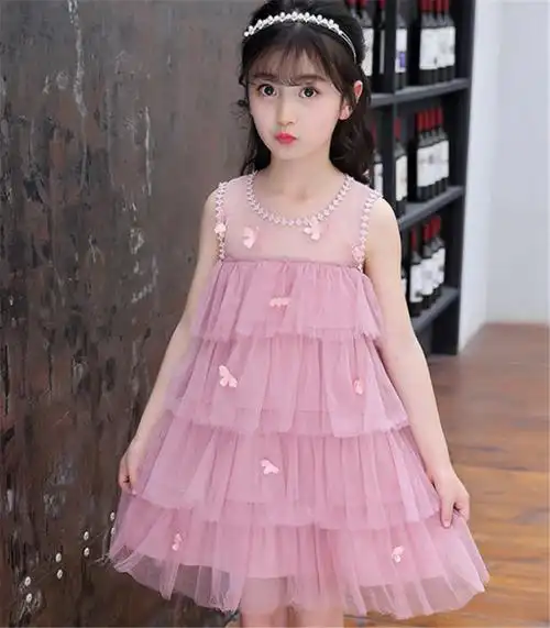 女童夏季连衣裙小女孩蛋糕裙中大童表演裙子儿童超洋气网纱公主裙