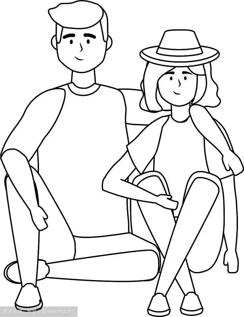 一对男女卡通设计