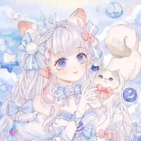 蓝色系动漫少女头像小红书