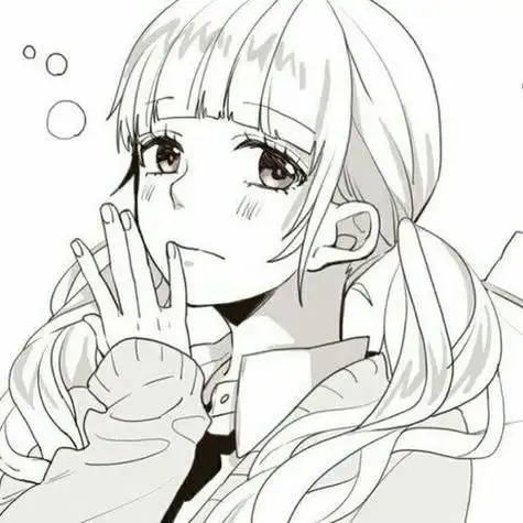 头像女生动漫手绘黑白图片