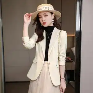米白色西装套装女秋季新款气质修身上衣小个子休闲短款西服外套秋