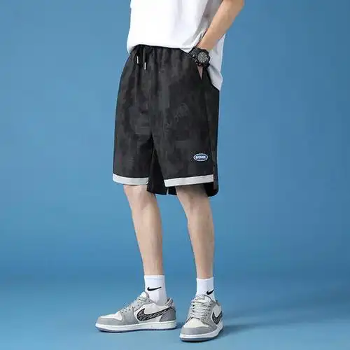短裤夏季男士短裤宽松拼接运动五分裤潮流薄款沙滩中裤男