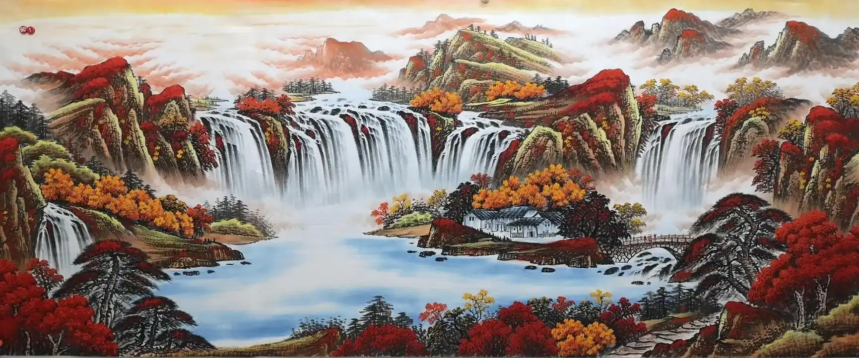 聚宝盆中式客厅装饰画沙发背景墙挂画招财旺宅国画山水风景画办公室挂