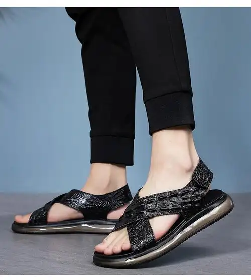 凉鞋男2021夏季新款头层牛皮男士休闲鞋子沙滩鞋真皮男鞋男式凉鞋