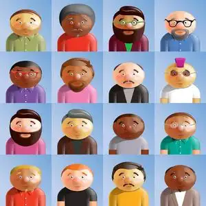 16不同年龄和族裔群体的男性雇员.商务休闲装.