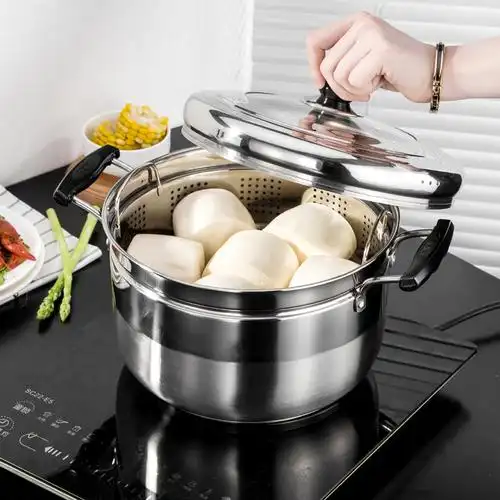 小蒸锅一层家用单层日式脱糖蒸饭蒸饺子22cm蒸糯米饭的迷你蒸煮锅-mc