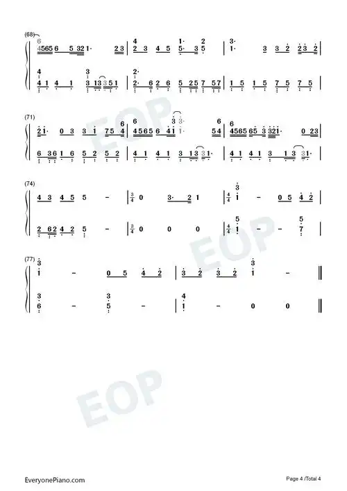 如果雨之后-周兴哲双手简谱预览4-钢琴谱文件(五线谱,双手简谱,数字谱