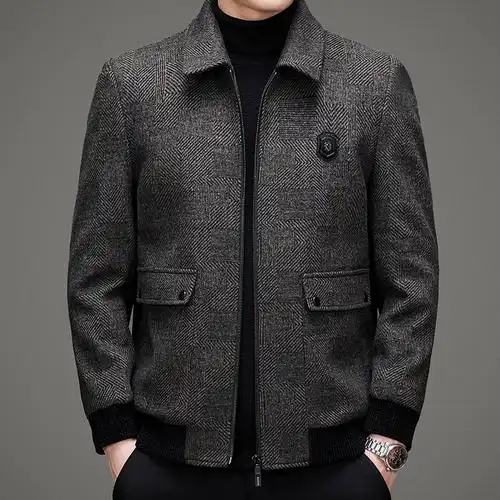 秋冬男士双面呢夹克时尚休闲翻领羊毛呢大衣外套男zmsx2110p180