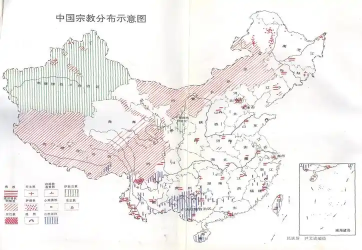 中国宗教分布示意图