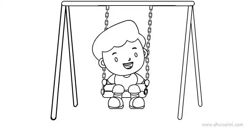 荡秋千儿童画怎么画 荡秋千简笔画图片