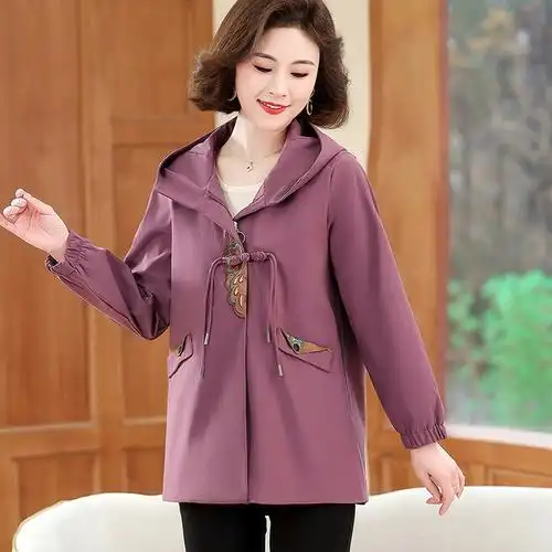 中年胖妈妈春装中老年女士春秋装夹克奶奶上衣外套薄款加肥特大码