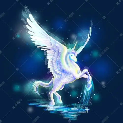 梦幻独角兽手绘插画psd