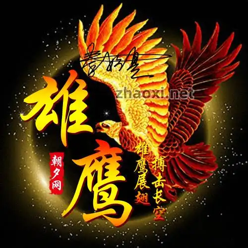 橙色荧光圆环红色展翅雄鹰霸气头像在线设计