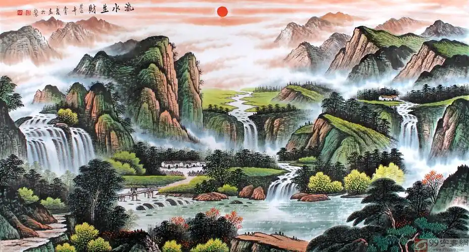聚宝盆山水旺财画!