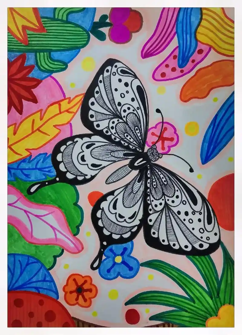 创意美术 #蝴蝶 #线描 #线稿 #画画 - 抖音