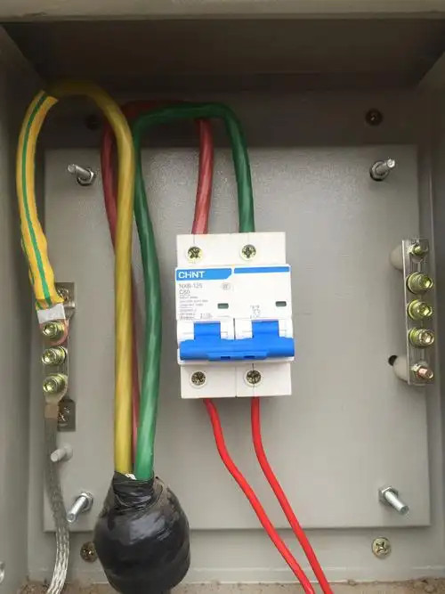 220v的的进线,三根线,一根地线接地排了,进开关上口的两根红色和绿色