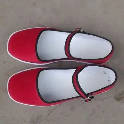 【现做】红色平绒一带方口布鞋方口一带布鞋女式布鞋