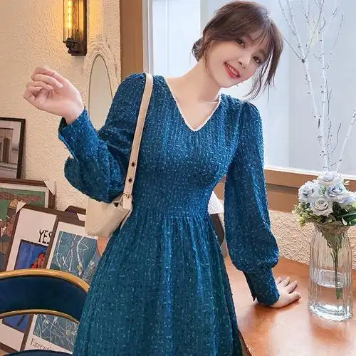 2021春季新款性感女装轻熟气质名媛御姐收腰显瘦连衣裙遮肉大摆裙