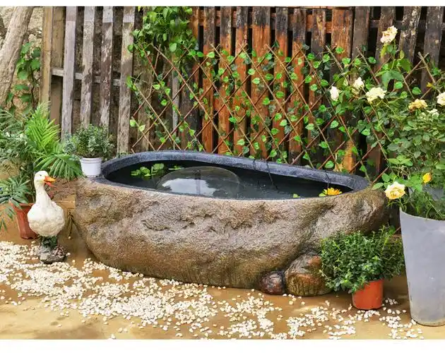 入户鱼池造景庭院花园阳台装饰品落地流水摆件假山喷泉水池循环水