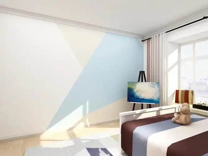 极具特色的几何撞色背景墙设计,环保实用而又文艺范儿十足!