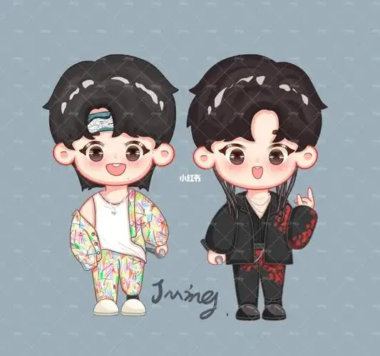 tnt时代少年团  里的两个弟弟宋亚轩和刘耀文q版人物|手绘|卡通|rro