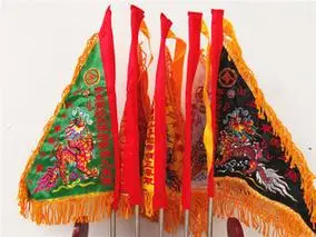 道教用品五色旗五营兵马旗五龙旗伸缩旗杆架底座道a家五色令旗架.