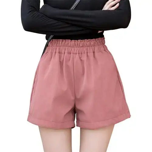 皮短裤女2021年新款带衬时尚外穿秋冬季休闲阔腿裤网红百搭长靴裤