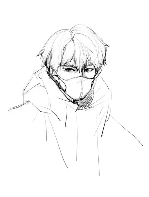 神仙饭绘下的易烊千玺,高挑的身材清秀的眉眼_线条