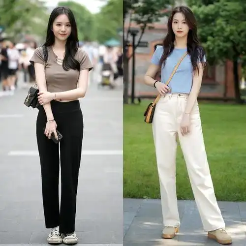 翻看了深圳街拍女生穿搭才知道短袖背心搭配牛仔裤超洋气