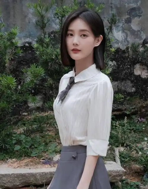 李一桐齐肩短发学院风清新造型!_百褶裙_魅力_娱乐