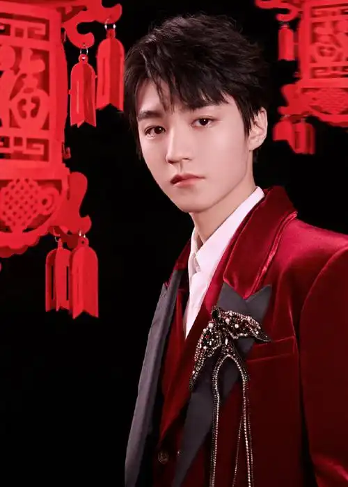 王俊凯红丝绒西装大片#王俊凯虎年贺喜大片释出红色丝绒西装雅致绅士