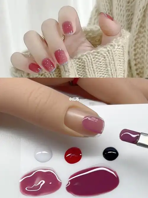 豆沙玫瑰色美甲干枯玫瑰色调色