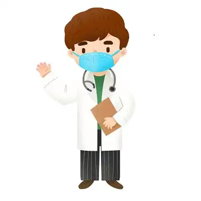 手绘可爱卡通戴口罩的医生