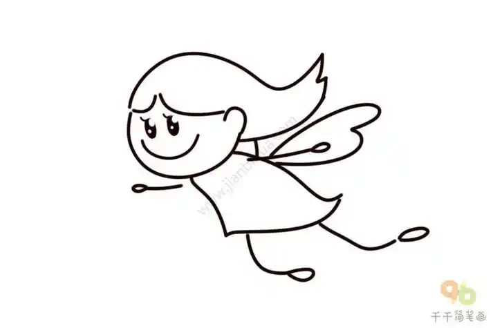 简笔画女孩会飞