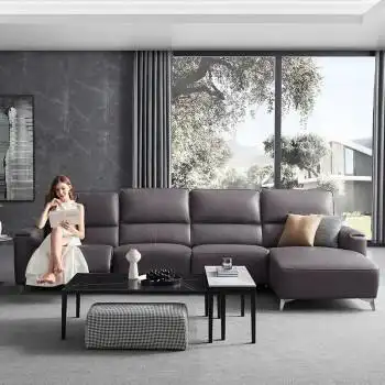 cheers芝华仕10606m意式真皮沙发灰咖色