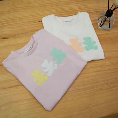 量极少~女童熊熊印花好软好软的圆领短袖t恤