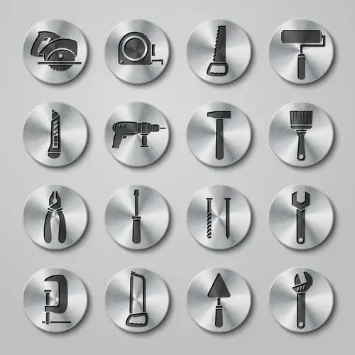 16款圆形金属工具图标矢量图