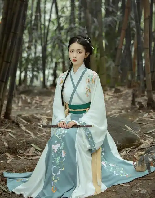 佰惠子晋制汉服女全套古装成人仙气古风交领齐腰襦裙6米学生日常 【笑