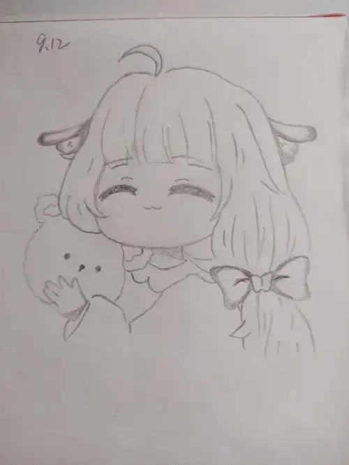 简笔画黑白铅笔新手简单步骤可爱女孩