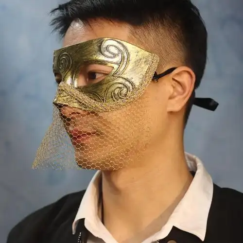 蒙面唱将面具男士朋克夸张银色简约蒙面歌手唱将万圣节假面舞会面具男