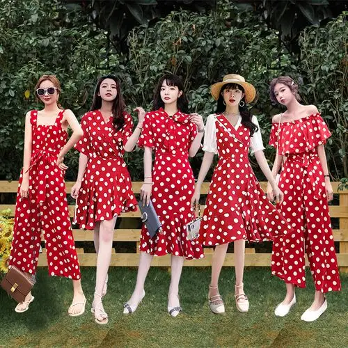 闺蜜套装舍服女装学生姐妹装三人微胖四人闺蜜装裙旅游衣服女出游