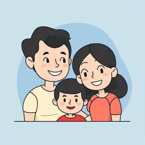 亲子头像|一家三口超萌简笔画亲子头像