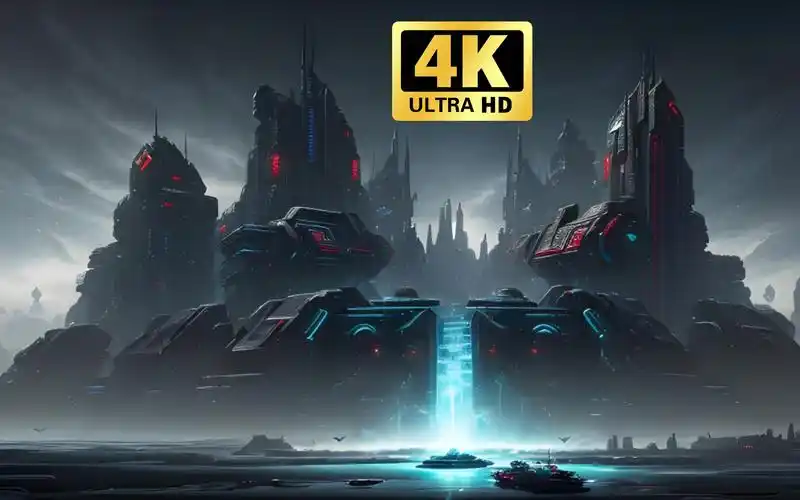 【赛博朋克】4k史诗级大型科幻建筑场景之十四,ai绘画设计