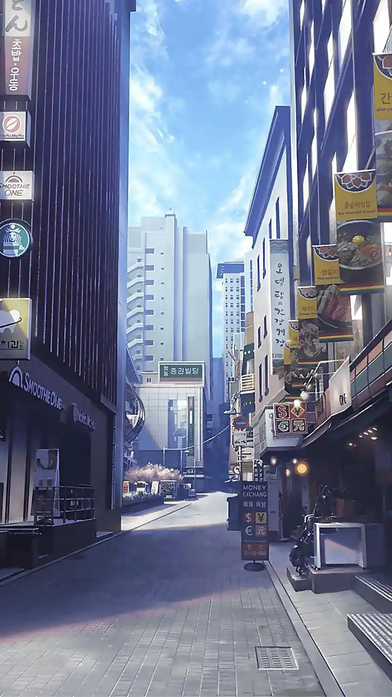 二次元街道风景图片高清手机壁纸