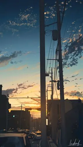 风景 街道 电箱 日落 黄昏,高清图片,手机壁纸