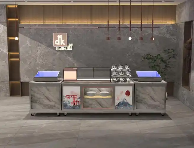 酒店宴会移动布菲台 岩板餐台 大理石保温餐