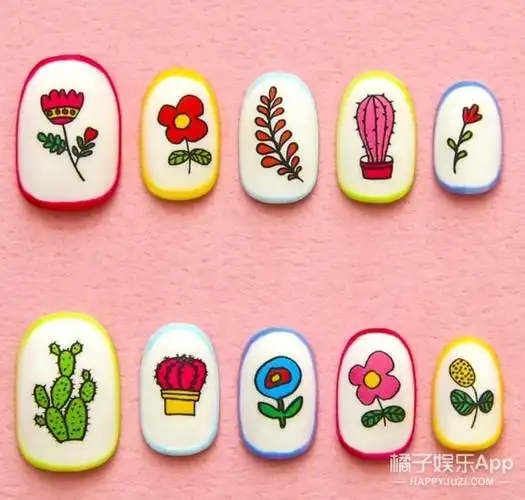 在指甲上画插画,这种复古小清新的美甲你喜欢吗?